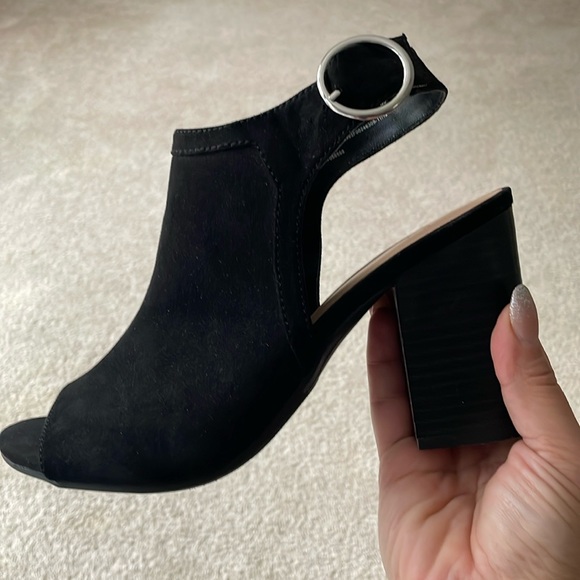 Women's Rhea Microsuede Open Toe Stacked Heeled Pumps - A New Day Size 8 GUC - Picture 1 of 8